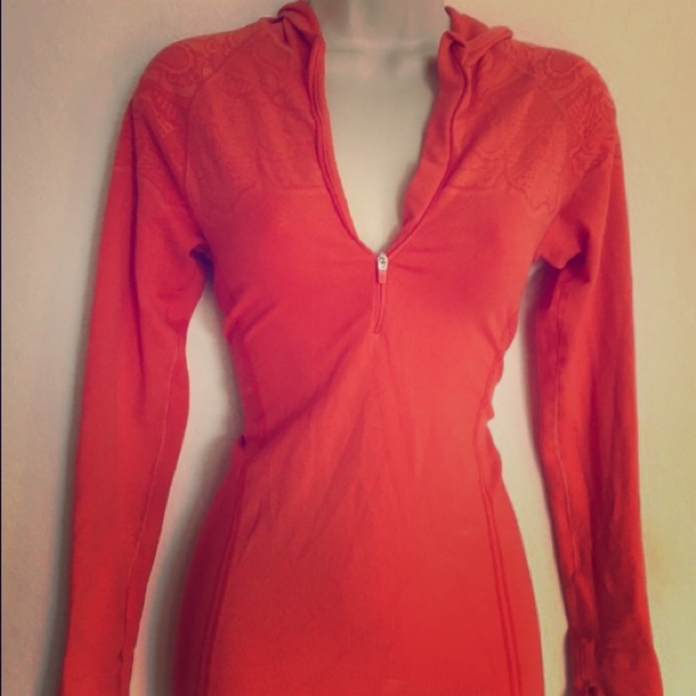 Paisley athleta stretchy orange half zip hoodie